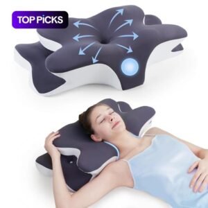 Double-Sided Neck Pillow Unscented Memory Foam Pillow with Cooling Cover Zoned Design for Deep Sleepers Contoured Pillow with Extra-Large Armrest for Side Sleep Stomach Sleeping and Back Sleepers